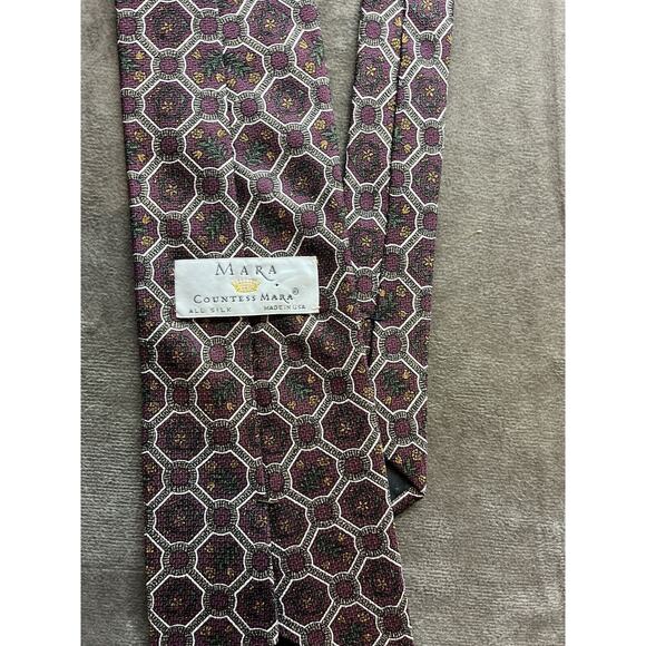 Vintage Countess Mara Geometric Medallion Pattern Usa‎ Silk Necktie Octagon - Picture 4 of 4